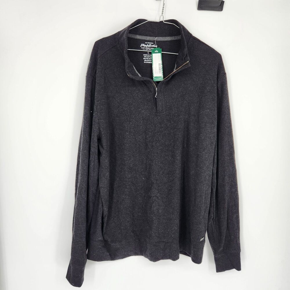 Flag & Anthem Men's Large Black Hero Solid Twill Quarter Zip Sweater NWT